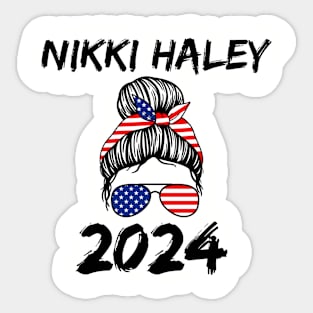 Nikki Haley For President 2024 Messy Bun Hair Election Vote Sticker